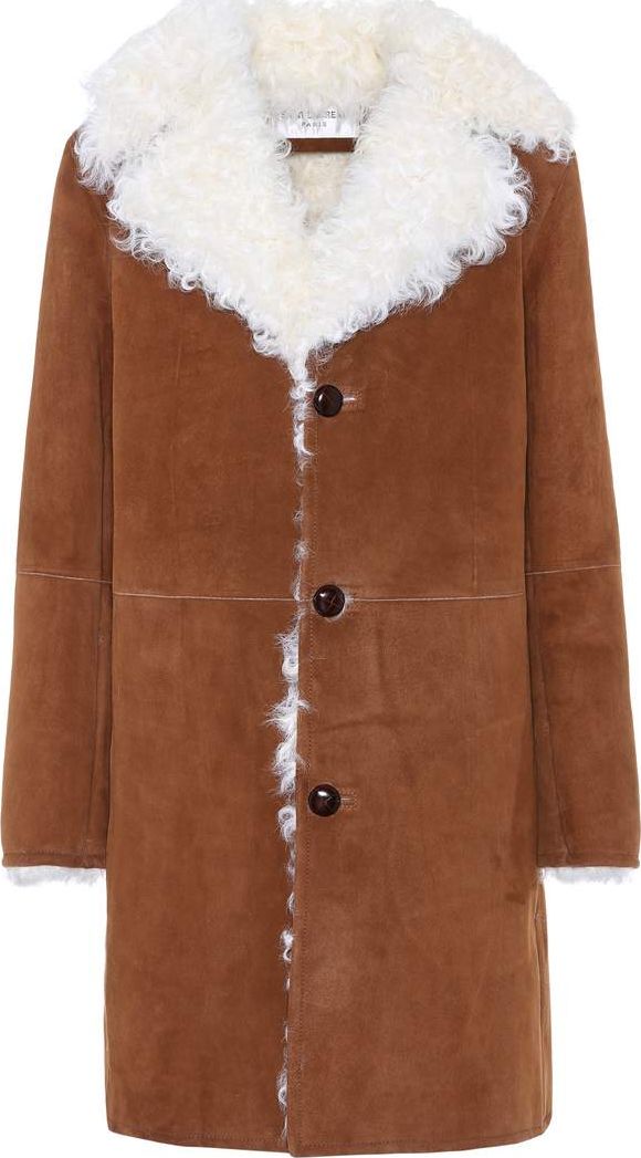 Saint Laurent Fur-lined suede coat
