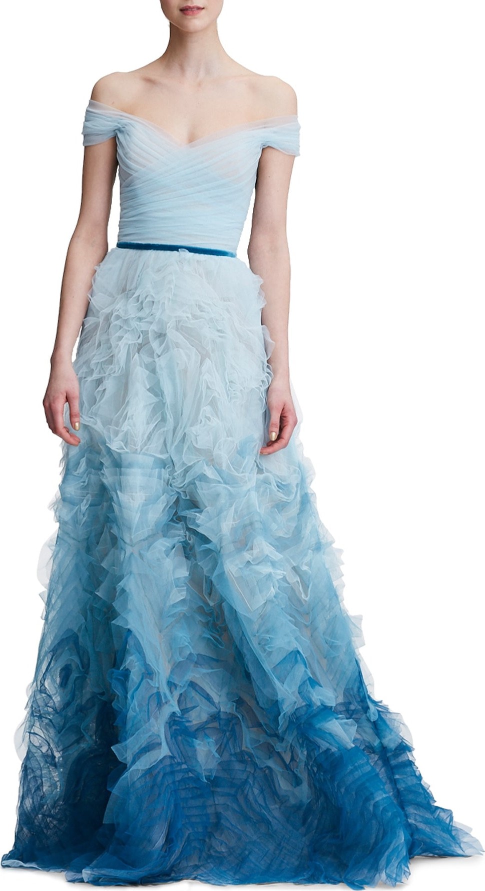 Marchesa Notte Ombré Off The Shoulder Gown