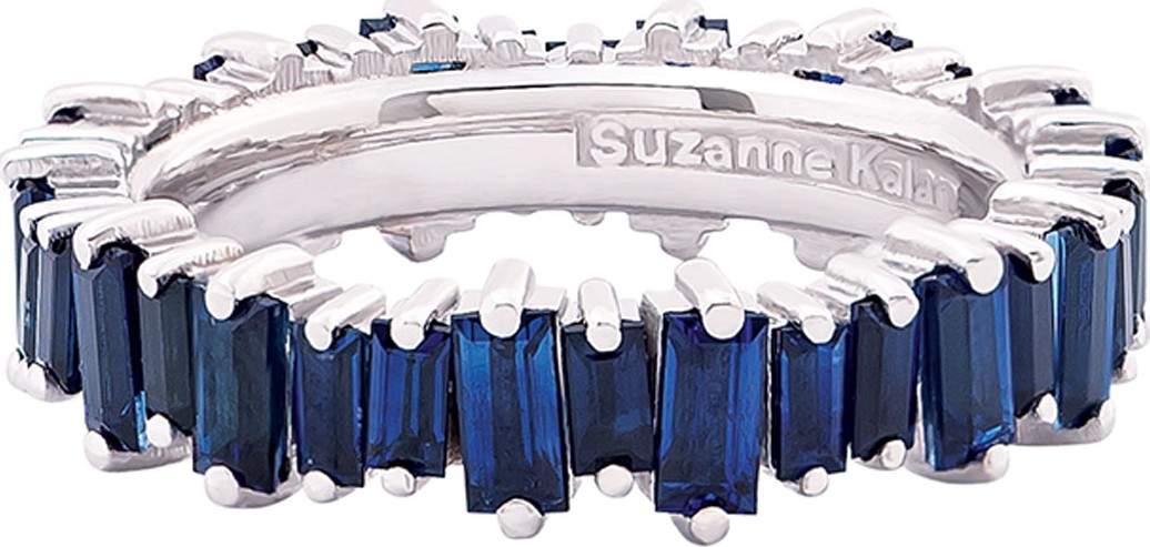 Suzanne Kalan 18k White Gold Blue Sapphire Eternity Ring  Size 6