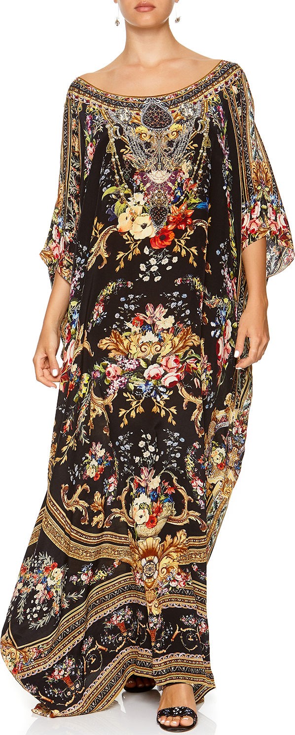 Camilla Round-Neck Printed Long Kaftan