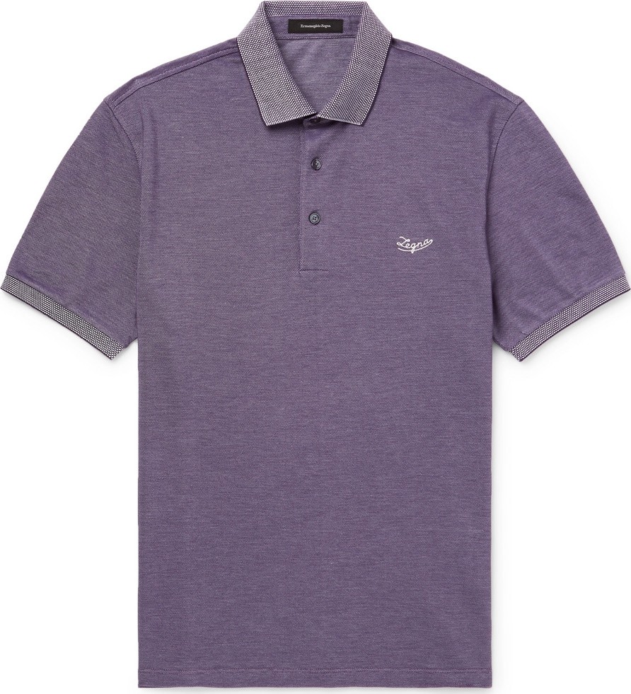 Ermenegildo Zegna Contrast-Tipped Logo-Embroidered Cotton-Piqué Polo Shirt