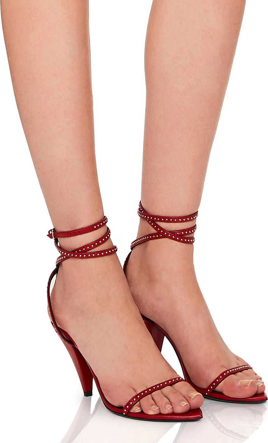 Saint Laurent Era Crystal Trim Ankle Strap Heels