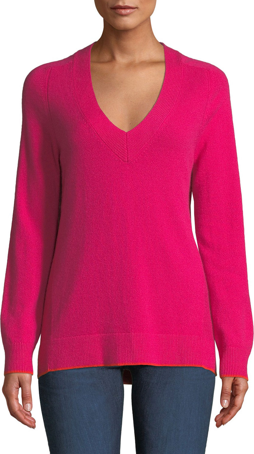 Rag & Bone Yorke Cashmere V-Neck Sweater with Mesh Panels