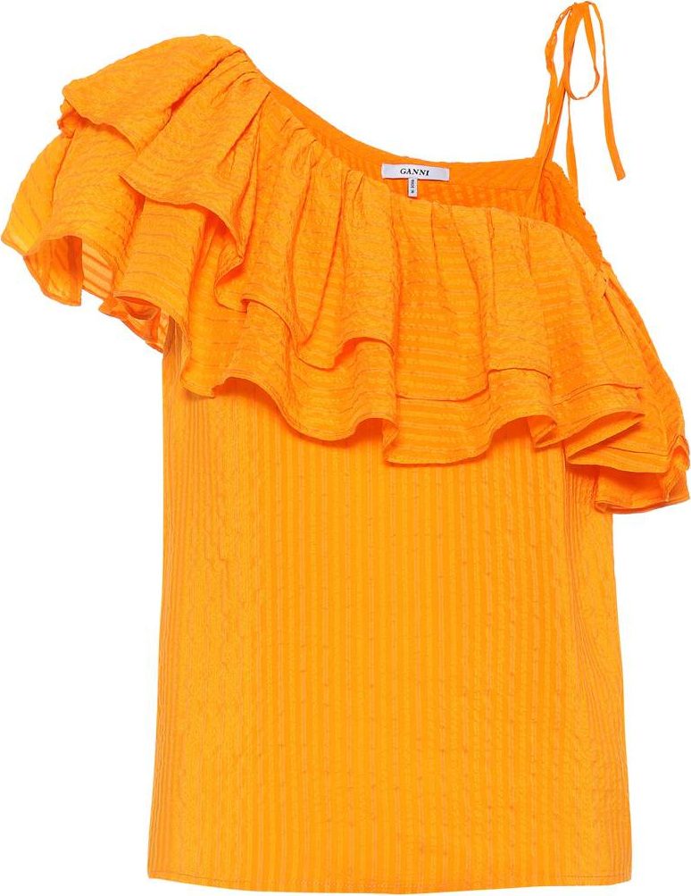 Ganni Wilkie silk and cotton top