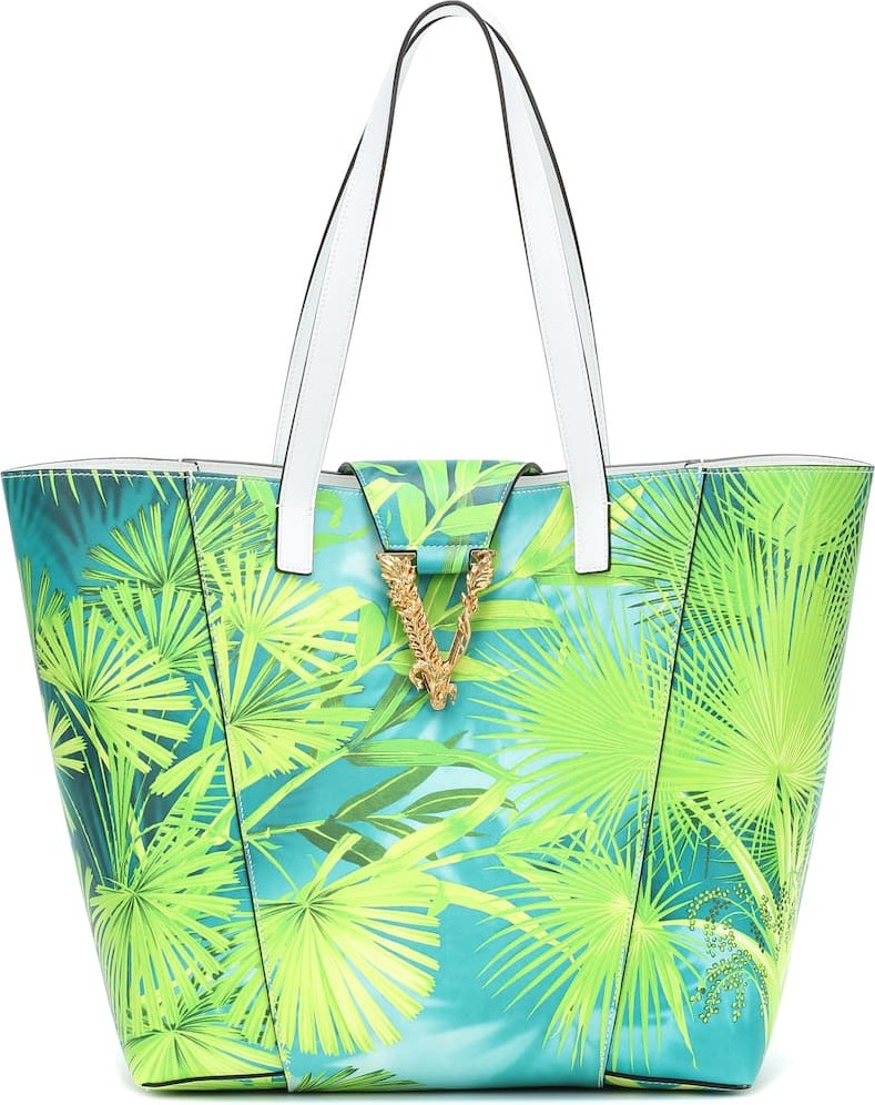 Versace Virtus printed leather tote