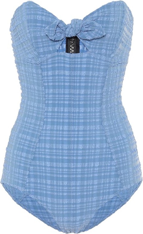 Lisa Marie Fernandez Poppy seersucker bandeau swimsuit