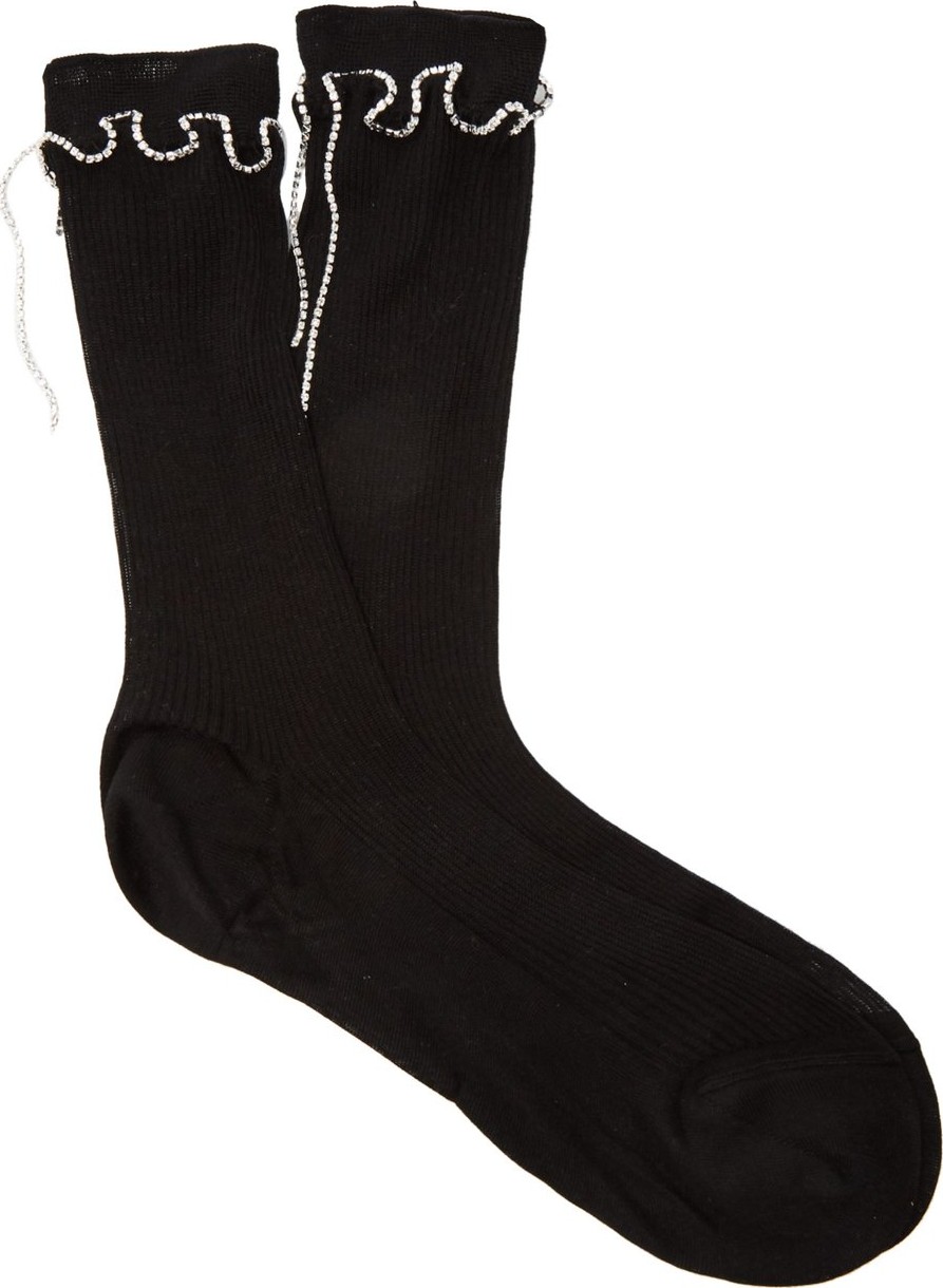 Raey Crystal-trimmed ribbed silk socks