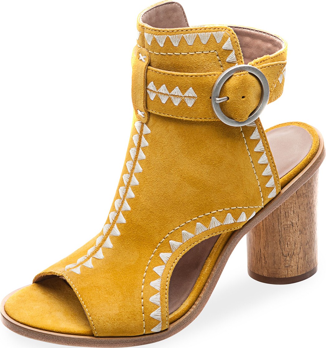 Bernardo Harper  Embroidered Suede Sandals