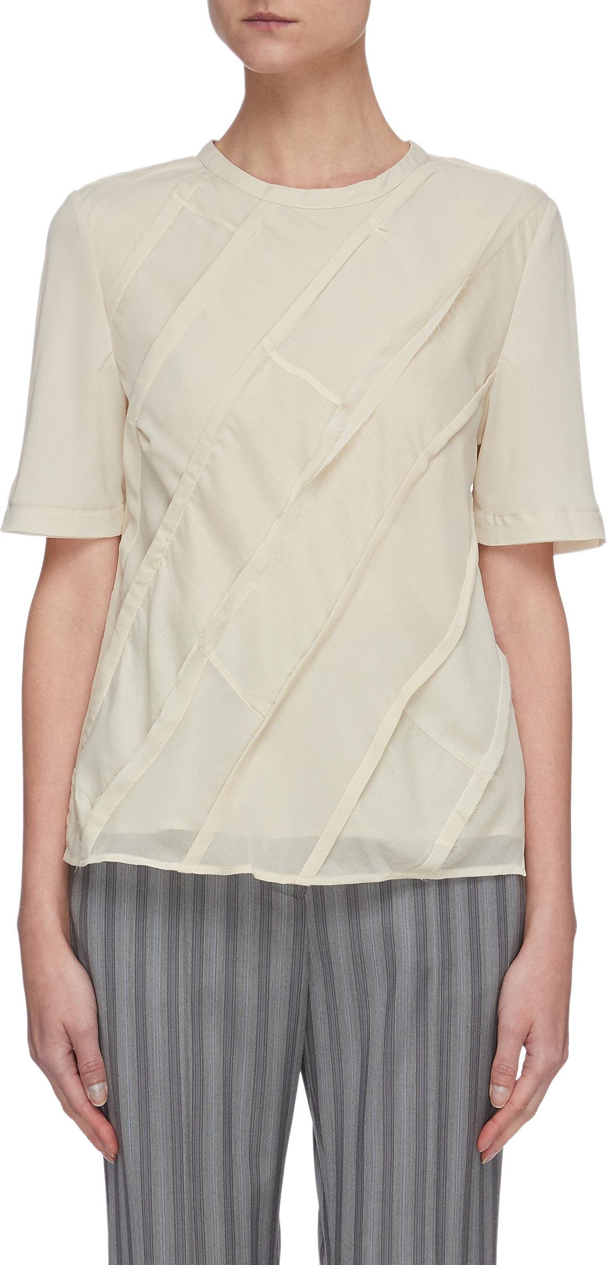 Acne Studios Bias-cut diagonal patchwork blouse