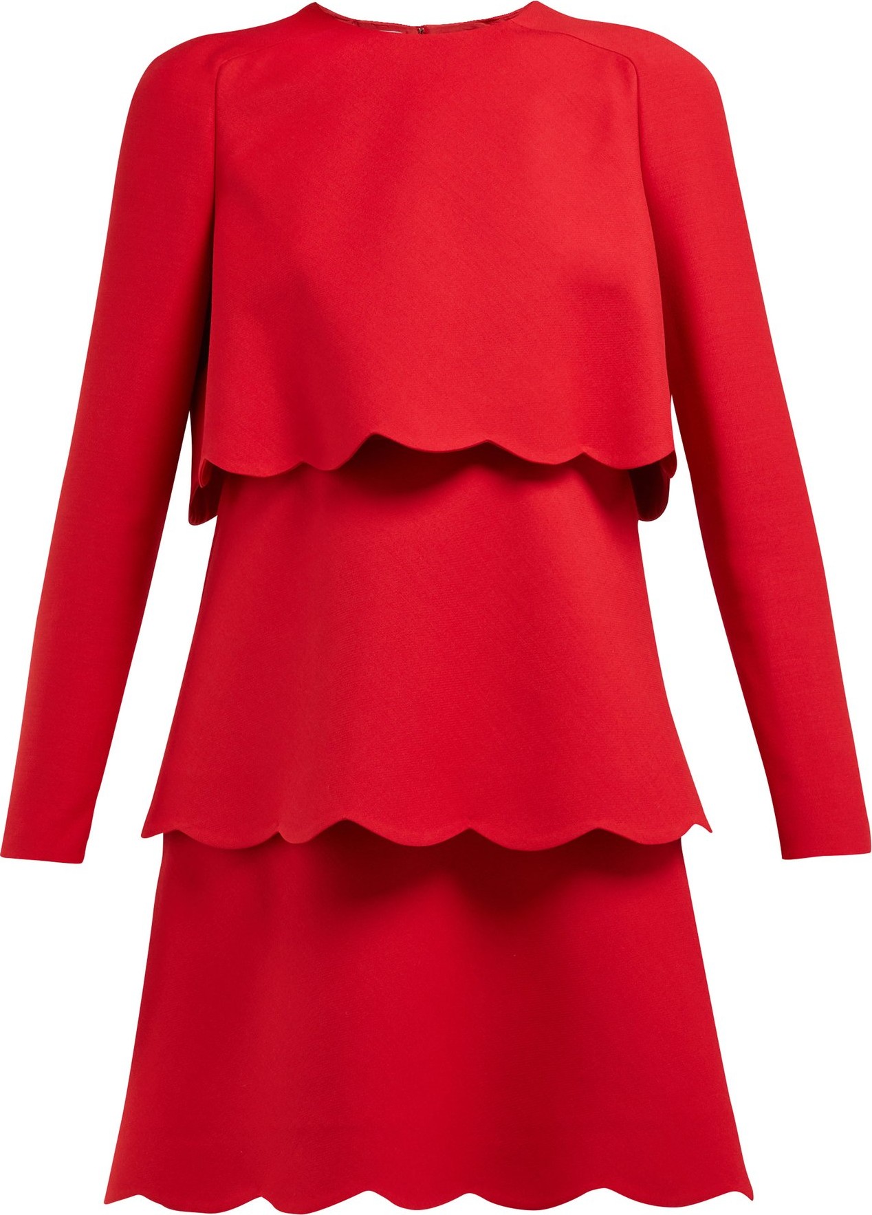 Valentino Scalloped-edge wool and silk-blend mini dress
