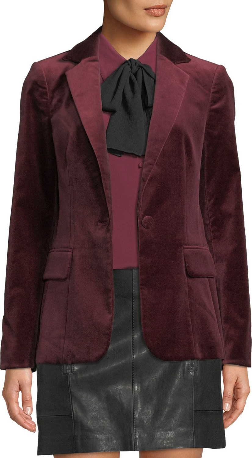 FRAME DENIM Classic One-Button Velvet Blazer