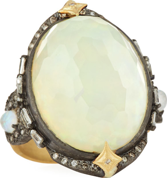 Armenta Old World Oval Opal Triplet Ring w/ Diamonds