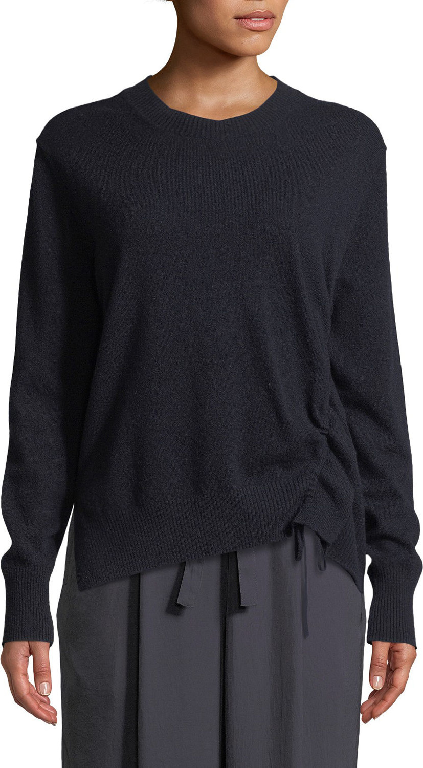 Vince Cinched-Side Crewneck Cashmere Sweater