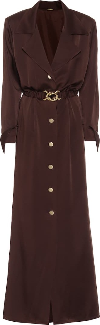 DODO BAR OR Belted satin maxi shirt dress