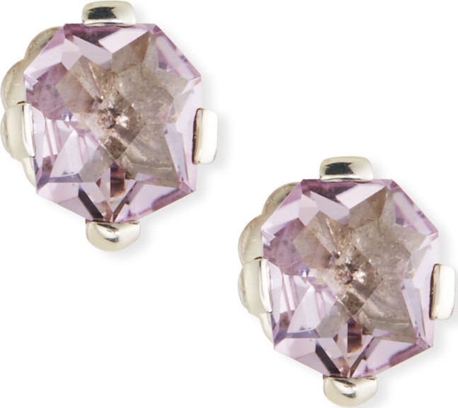Stephen Dweck Pink Amethyst Freeform Stud Earrings