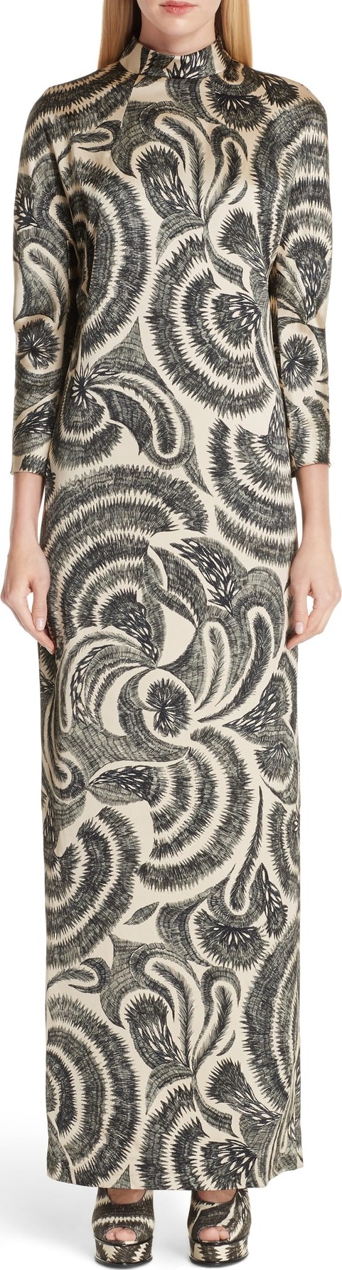 Dries Van Noten Tattoo Print Maxi Dress
