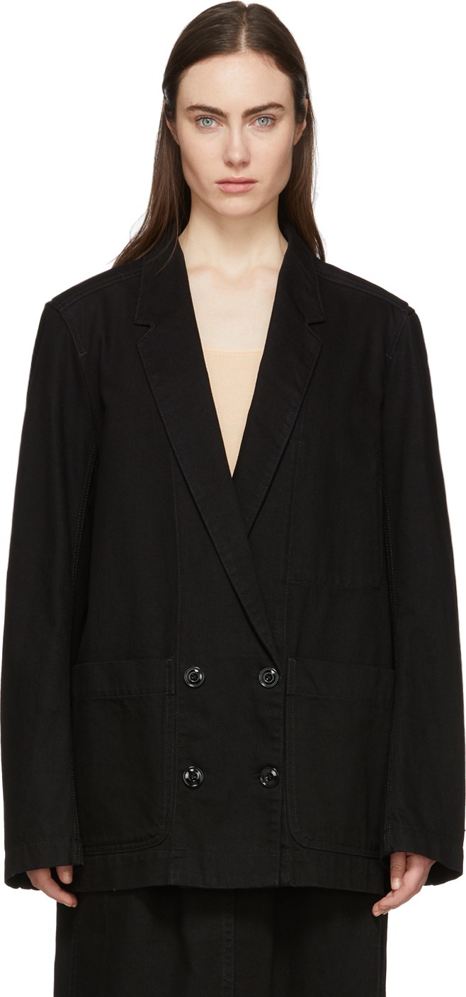 Lemaire Black Denim Double-Breasted Jacket