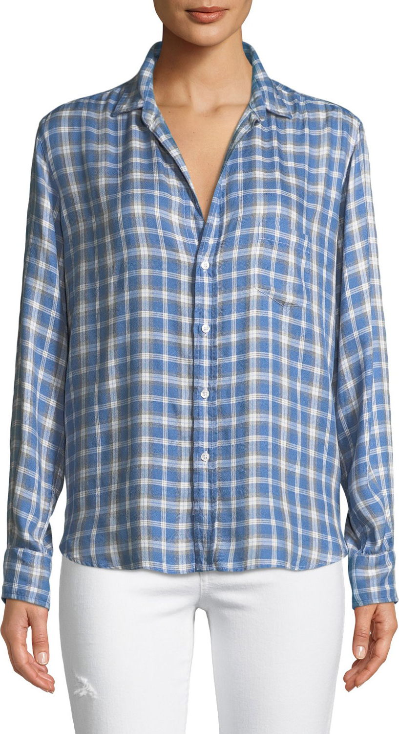 Frank & Eileen Eileen Long-Sleeve Button-Front Check-Print Modal Shirt