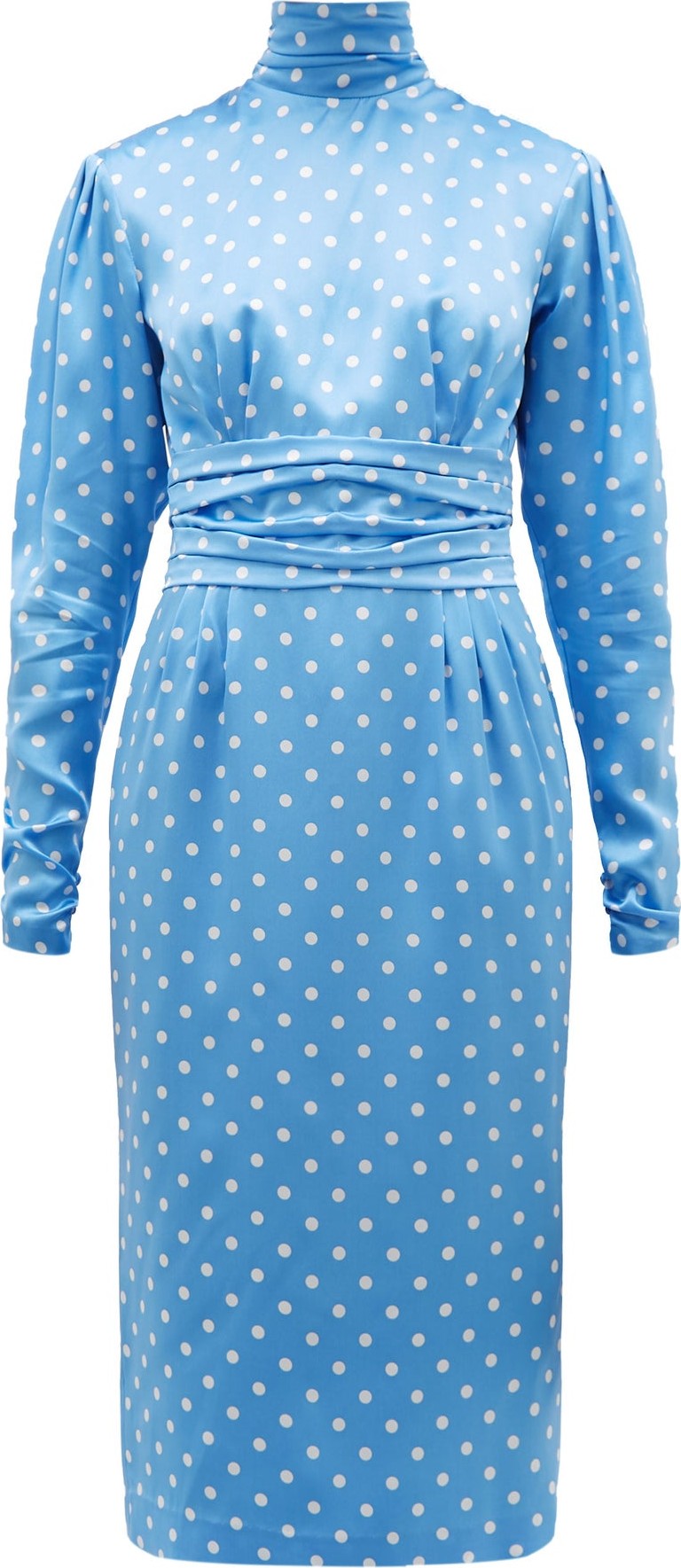 Alessandra Rich High-neck polka-dot print silk-satin dress