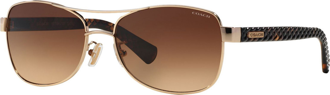COACH Metal Aviator Sunglasses w/ Textured Acetate Arms