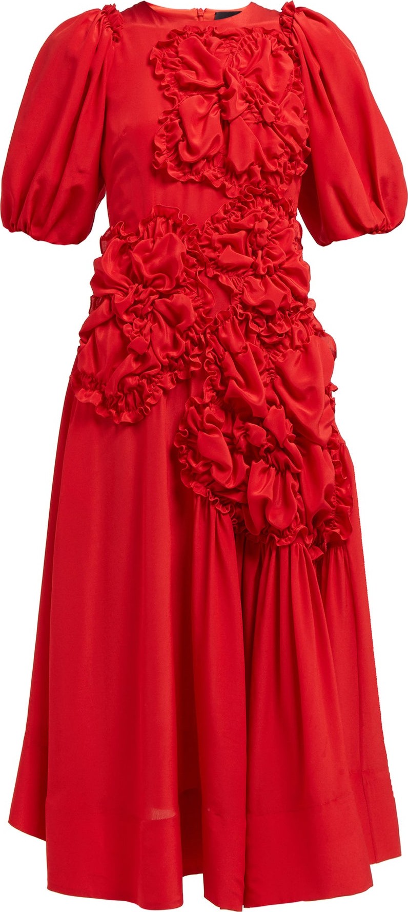 Simone Rocha Ruched-floral crepe midi dress