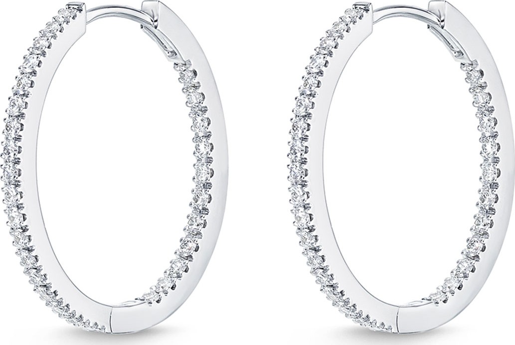 Memoire Diamond Eternity Hoop Earrings in 18K White Gold