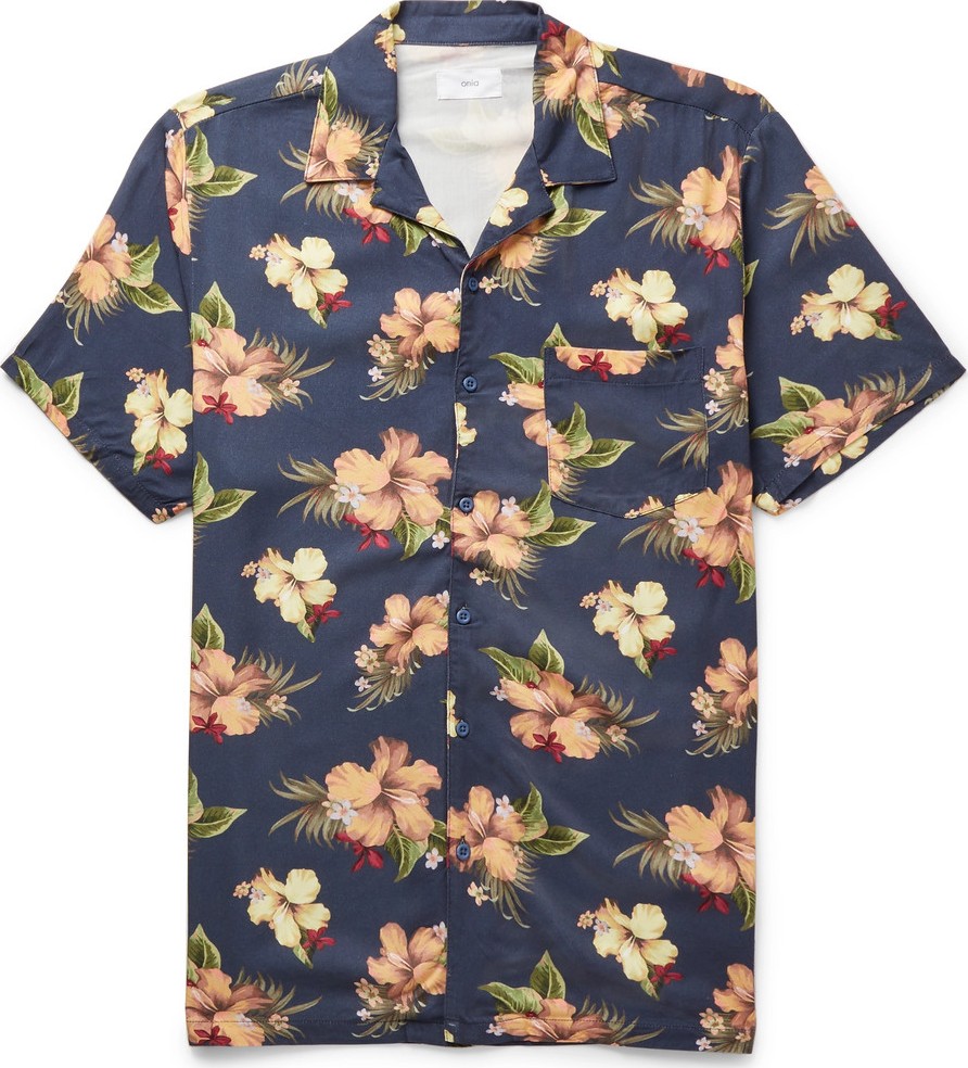 Onia Camp-Collar Printed Voile Shirt