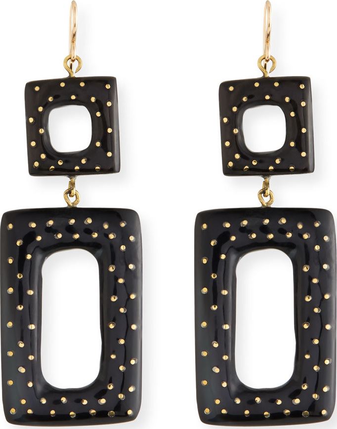 Ashley Pittman Rectangular Drop Earrings, Dark Horn