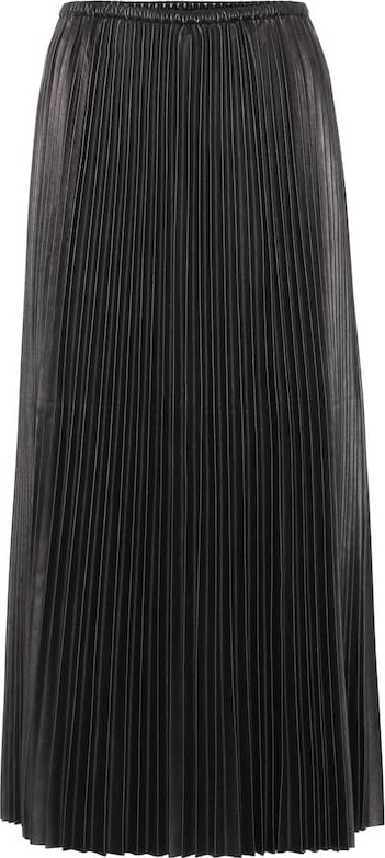 Valentino Pleated leather midi skirt