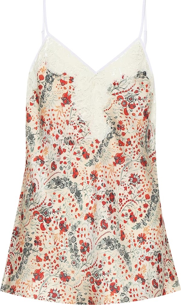 Paco Rabanne Lace-trimmed floral satin camisole