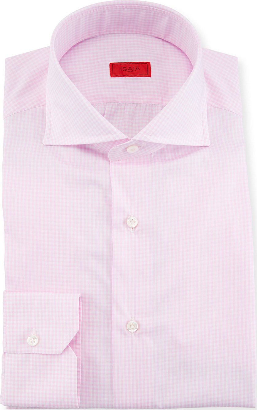 Isaia Gingham Cotton Dress Shirt