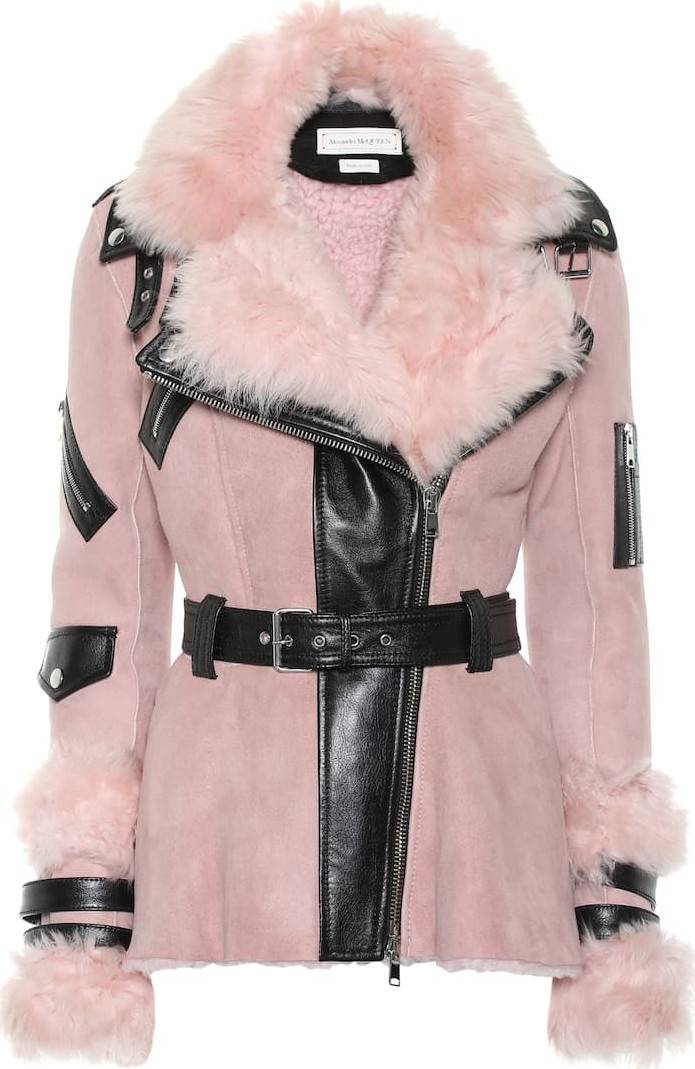Alexander McQueen Leather-trimmed shearling jacket