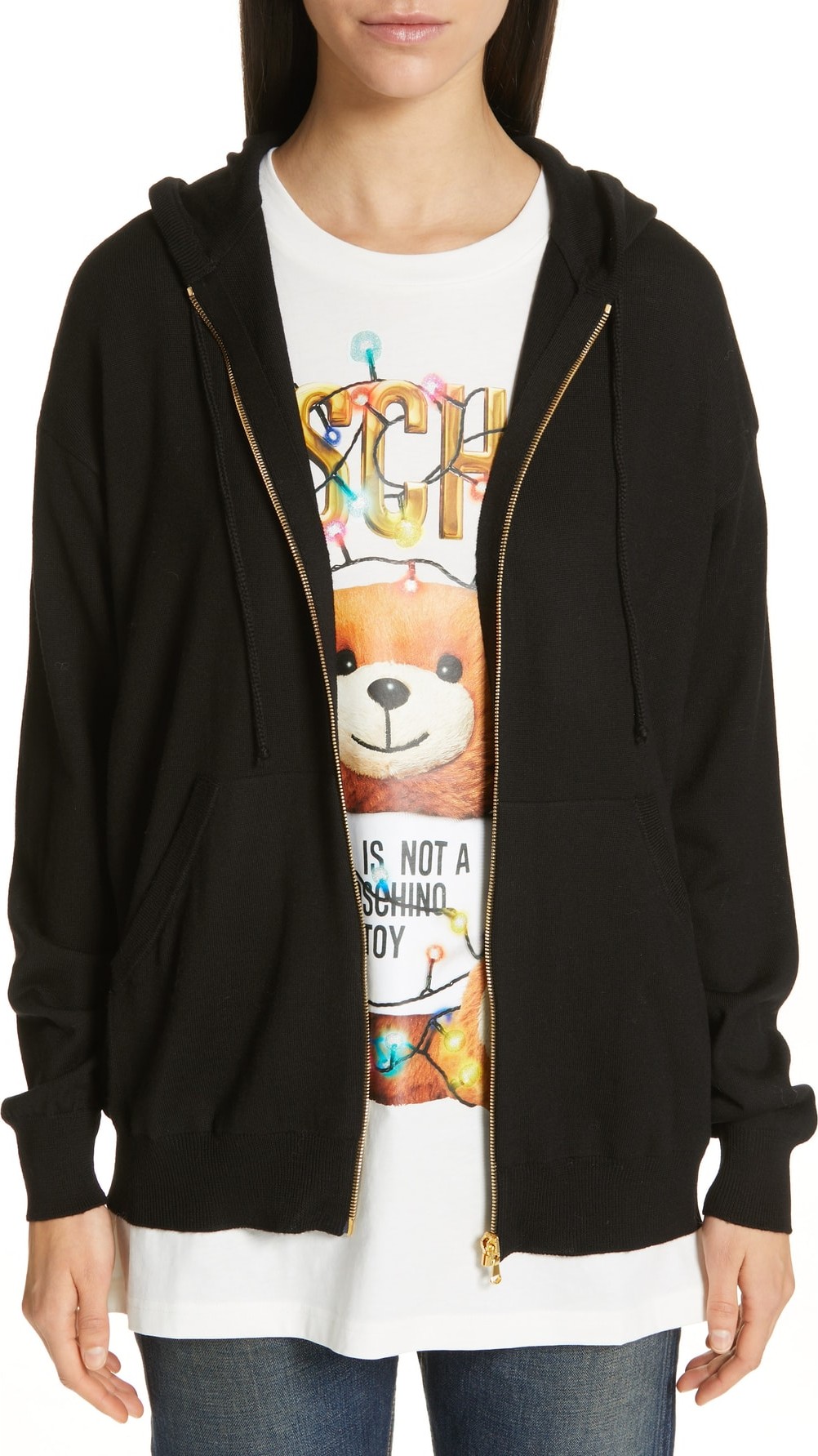 Moschino Teddy Lights Knit Wool Hoodie