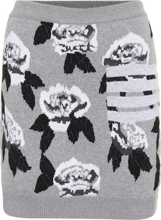 Thom Browne Floral intarsia wool miniskirt