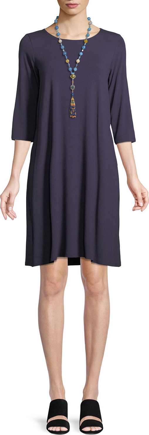 Eileen Fisher Jewel-Neck Jersey Shift Dress