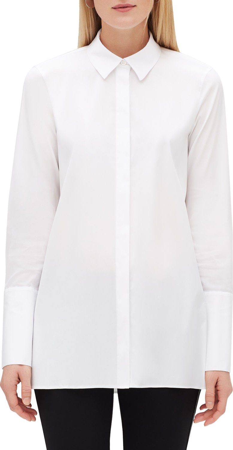 Lafayette 148 New York Porto Button-Front Blouse with Chain-Trim Collar