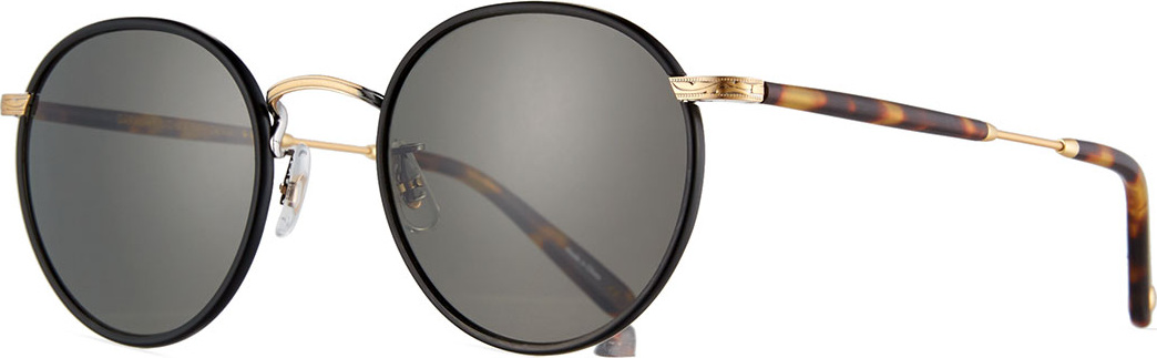 GARRETT LEIGHT Wilson Round Filigree Sunglasses, Black
