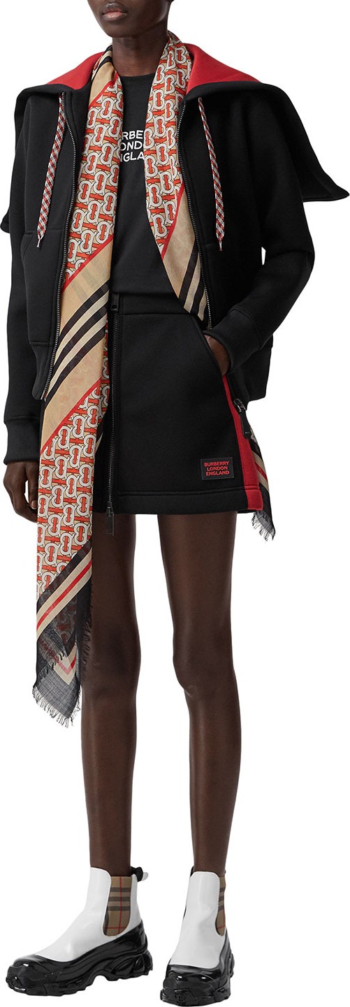 Burberry London England Monogram Stripe Lightweight Gauze Scarf