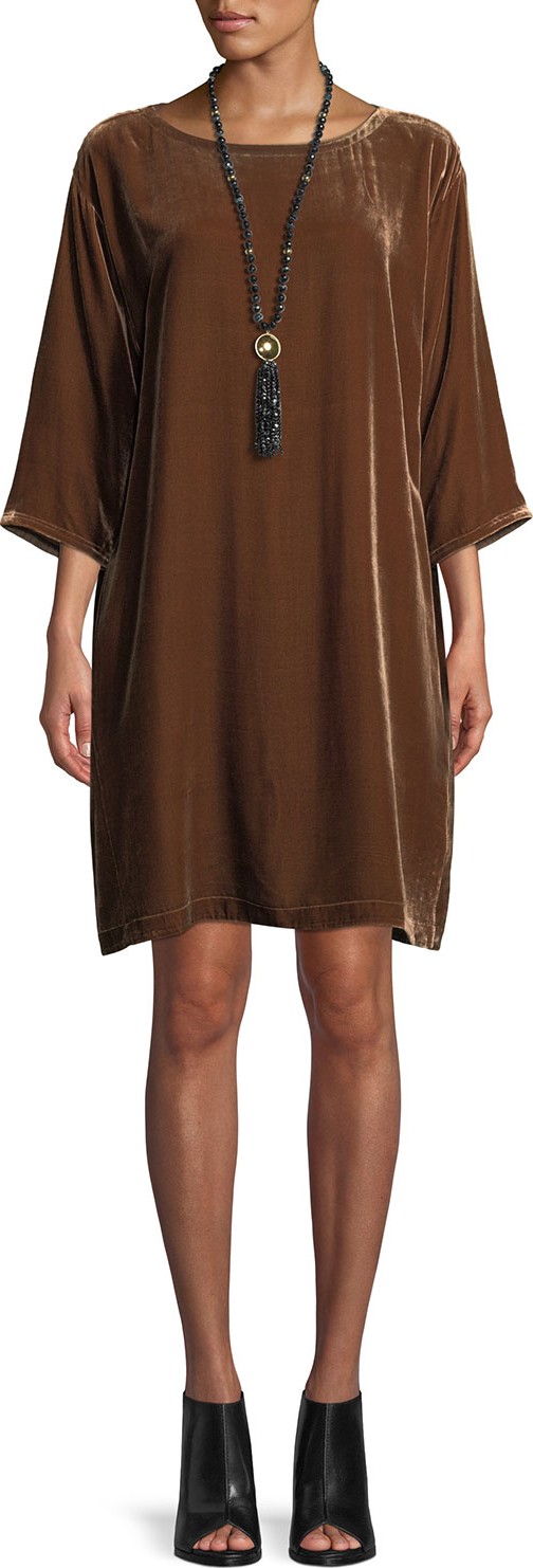 Eileen Fisher Short Velvet Shift Dress