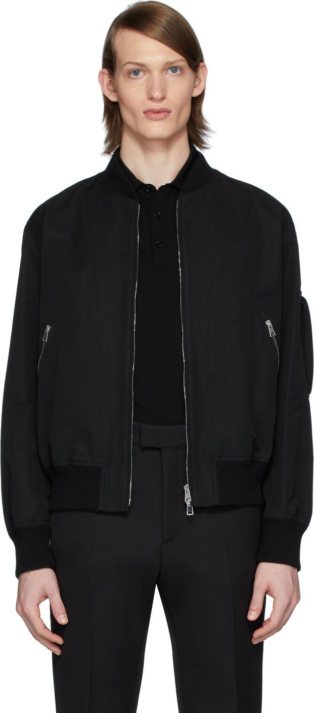 Bottega Veneta Black Side Detail Bomber Jacket Bottega Veneta Black Side Detail Bomber Jacket