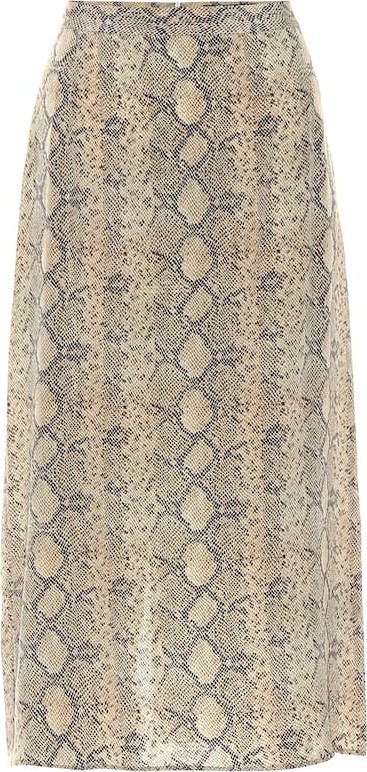 Rokh Printed silk crêpe de chine skirt