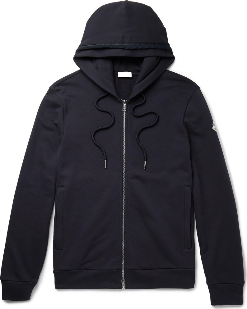 Moncler Loopback Cotton-Jersey Zip-Up Hoodie