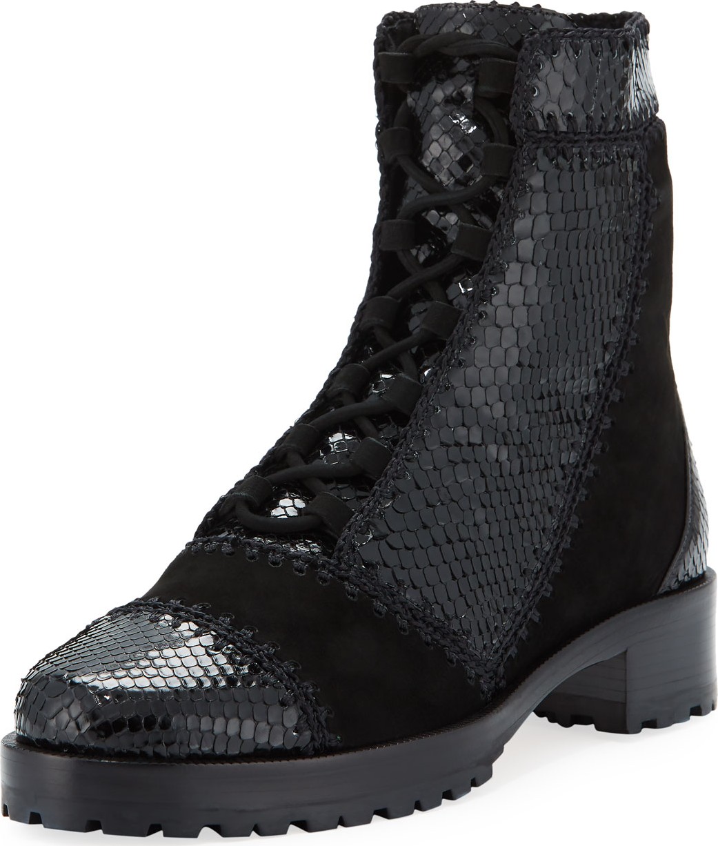 Alexandre Birman Python and Suede Ankle Booties