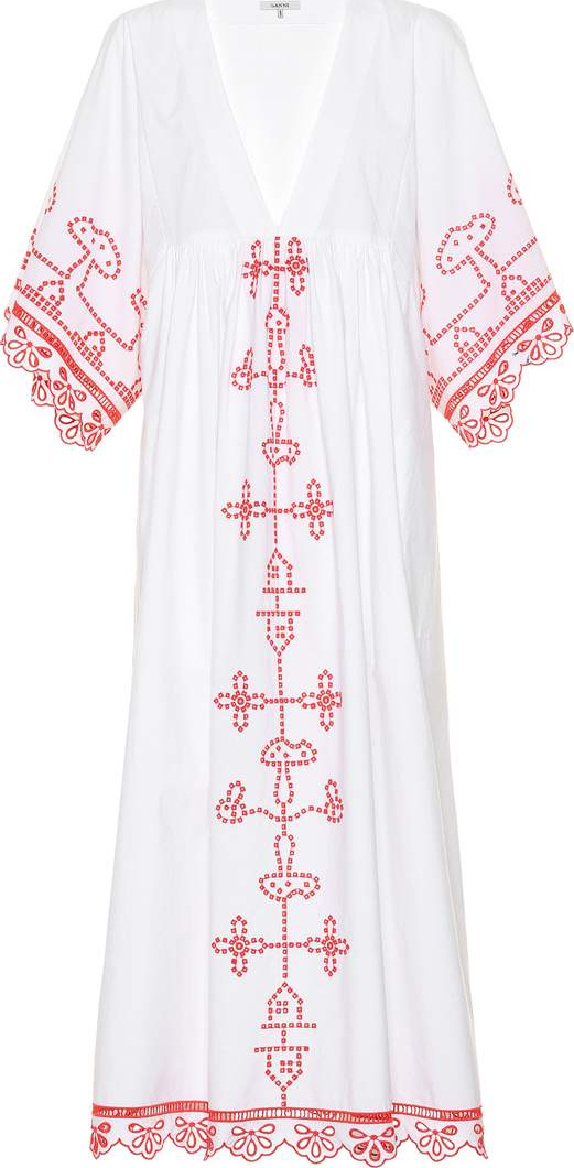 Ganni Peony embroidered cotton dress