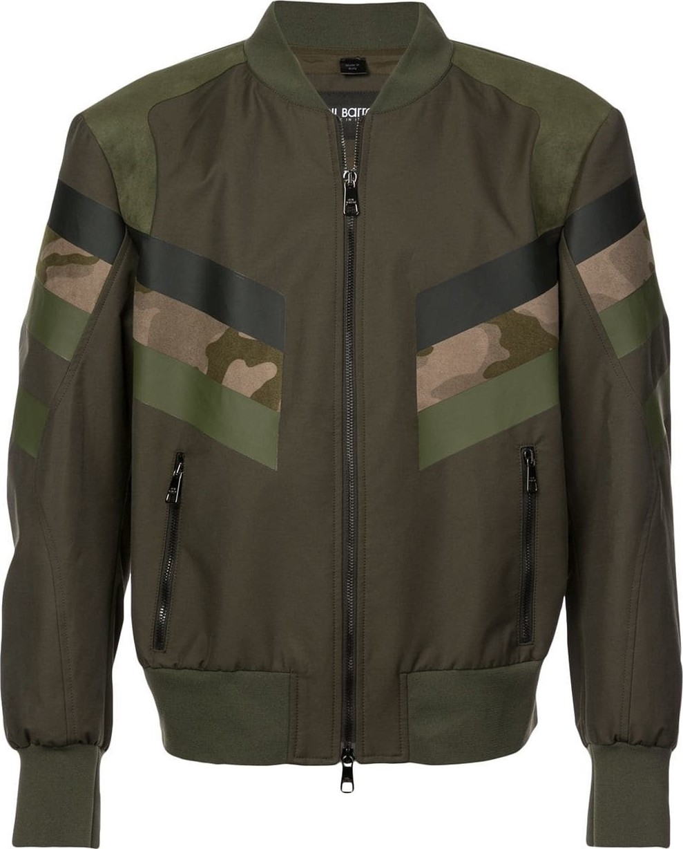 Neil Barrett panelled camouflage bomber jacket
