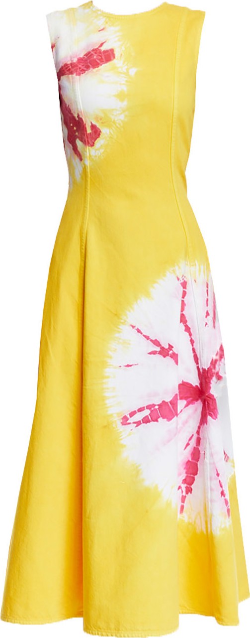 Calvin Klein 205W39NYC Tye Dye Printed cotton Midi dress