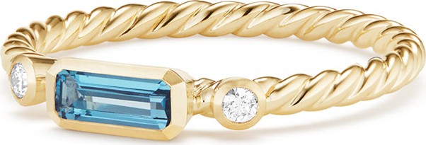 David Yurman Novella 18k Baguette Topaz Stack Ring, Size 6