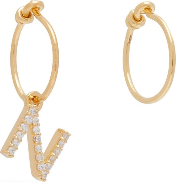 Theodora Warre Mismatched N-charm gold-plated hoop earrings