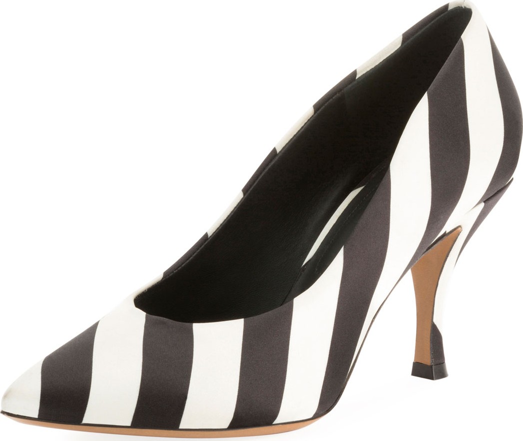 Dries Van Noten Striped Pointed Slip-On Pumps