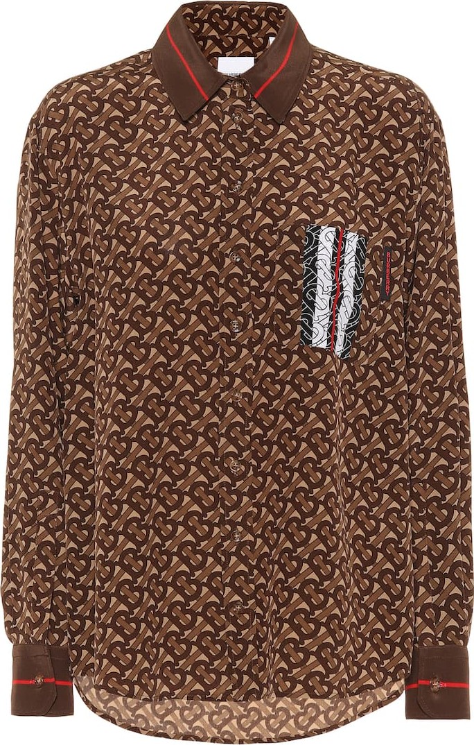 Burberry London England Monogram Stripe printed silk shirt